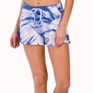 Te Verde Tie Dye Drawstring Shorts Blue & White Size Medium